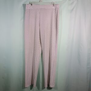 White Polka Dot Pants Slim Fit Stretch Trousers Casual Work Pants